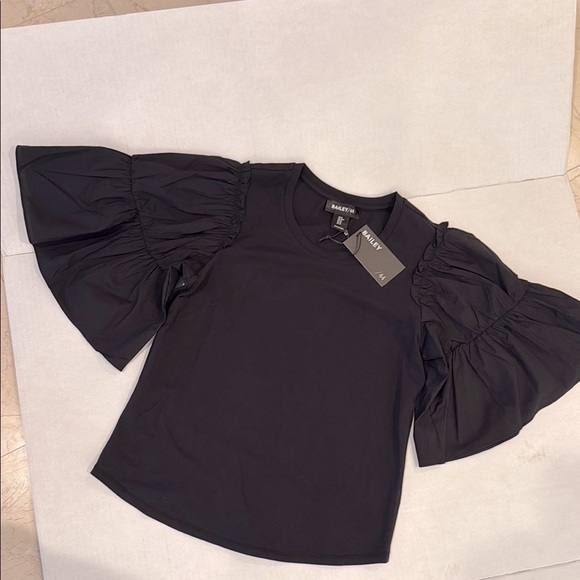 Bailey/44  Black Ruffle Sleeve Top NWT - Picture 8 of 11